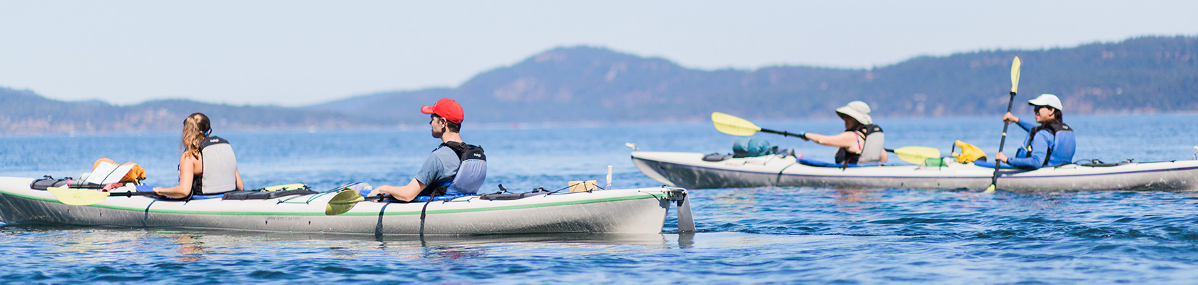 kayaking on calm seas in the San Juan Islands