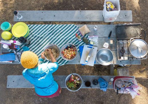 Preparing Outdoor Odysseys gourmet camp food
