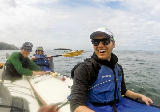 Happy sea kayakers