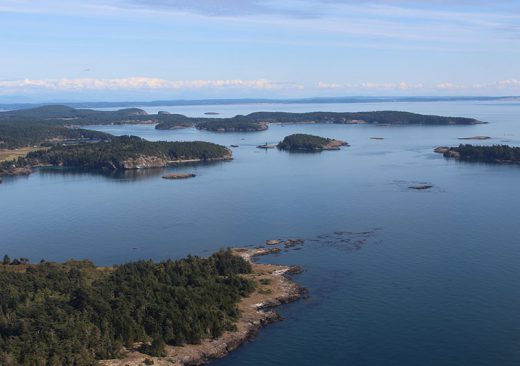 Overhead shot of the San Juan Islands in Washington