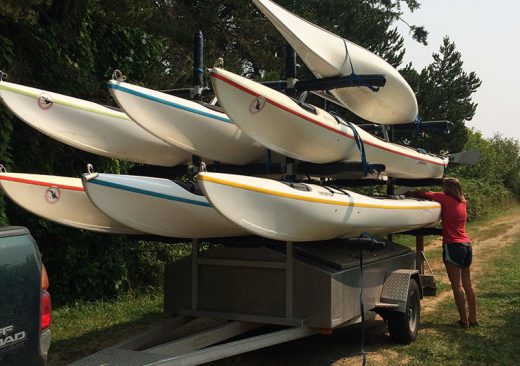 Sea kayaks ready for paddling